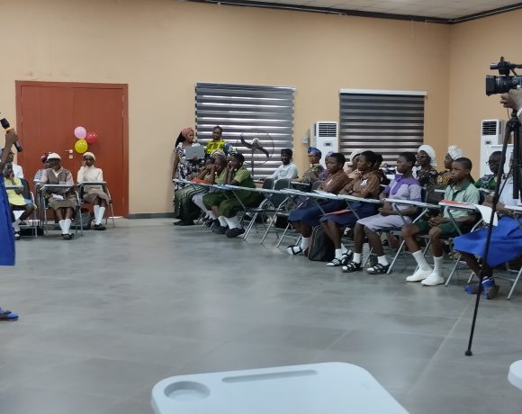 One of the beneficiaries at the capacity-building programme aimed at improving menstrual hygiene management in schools, addressing the gathering.